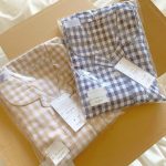 ギンガムチェックパジャマ(ベージュ・ネイビー)