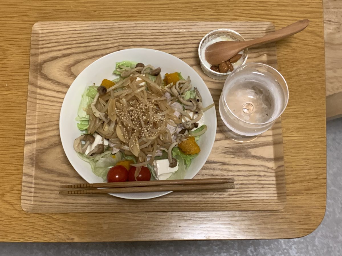 豚しゃぶともやしのニンニクポン酢とうふサラダ