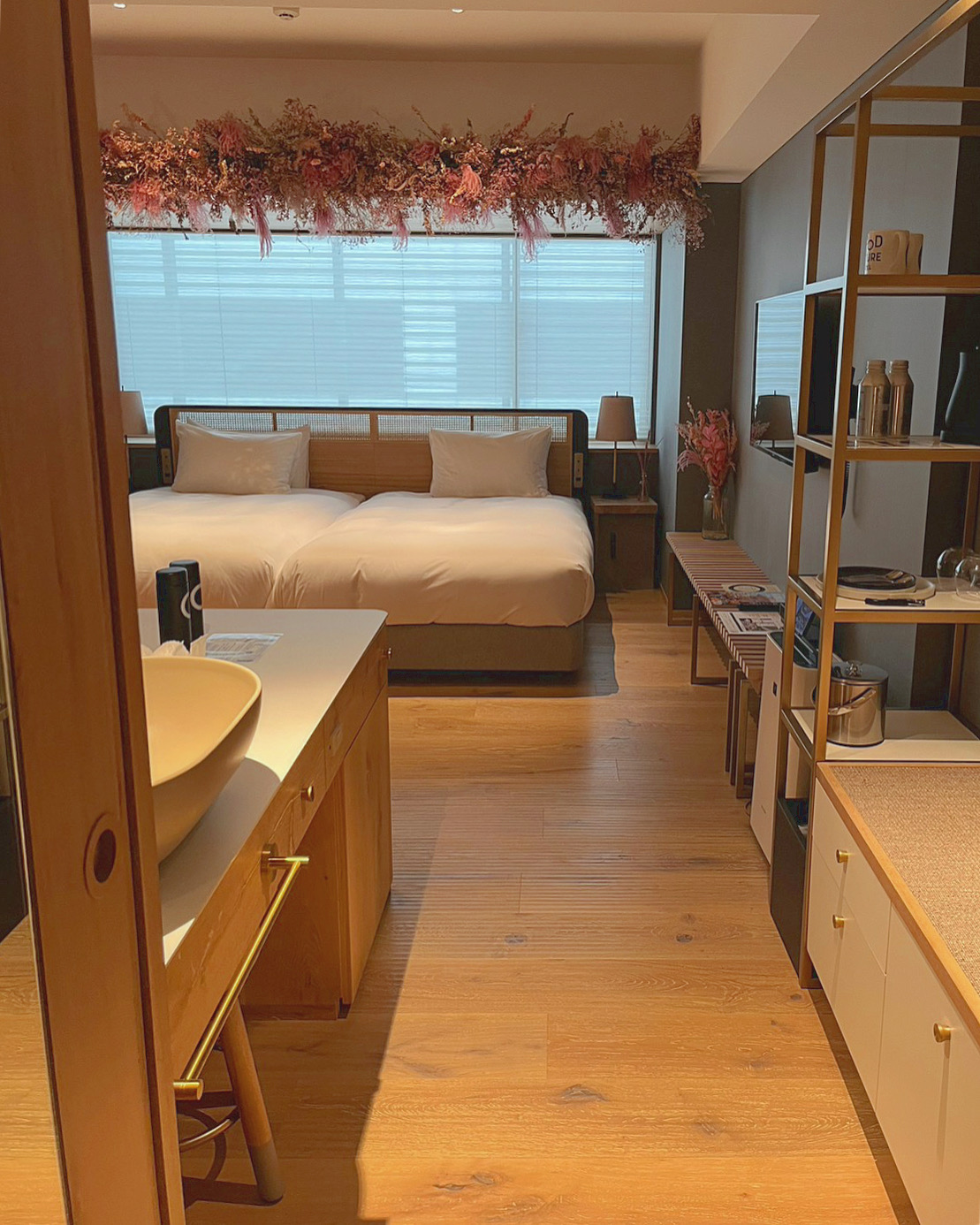 宿泊ブログ❁GOOD NATURE HOTEL KYOTOのピンクのドライフラワールームに泊まりました