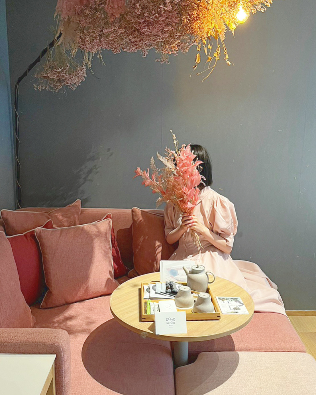 宿泊ブログ❁GOOD NATURE HOTEL KYOTOのピンクのドライフラワールームに泊まりました